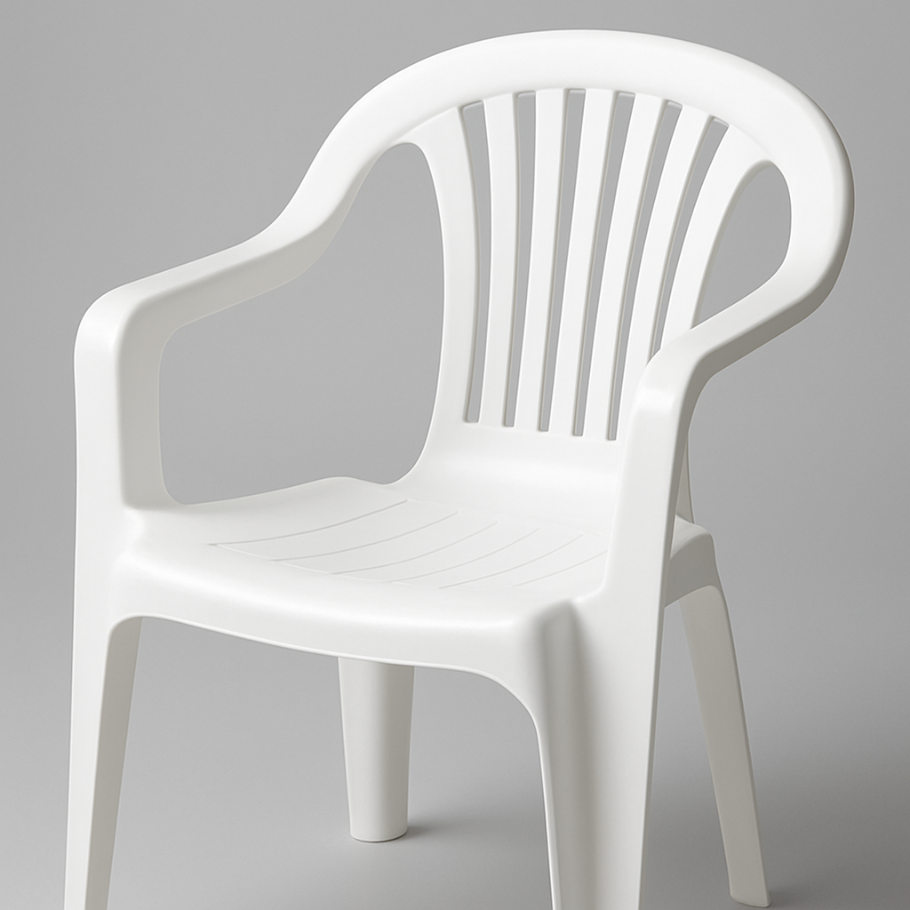 Cadeira de plástico branca com braço
